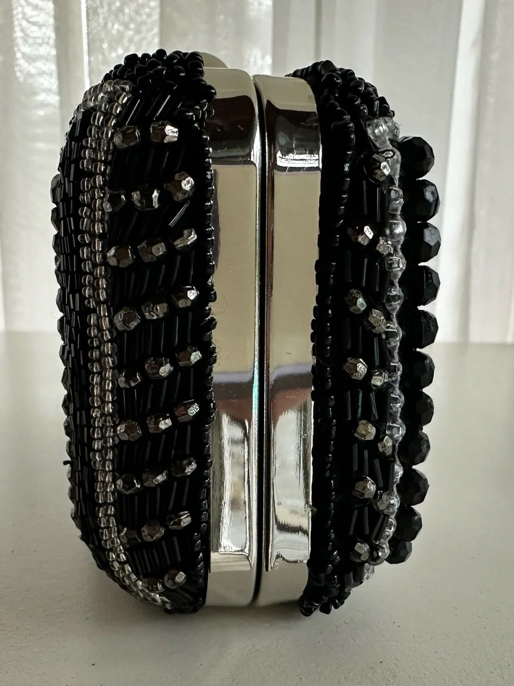 📸 Black Beaded Camera Clutch with Crystal Accents from India to you! NWT